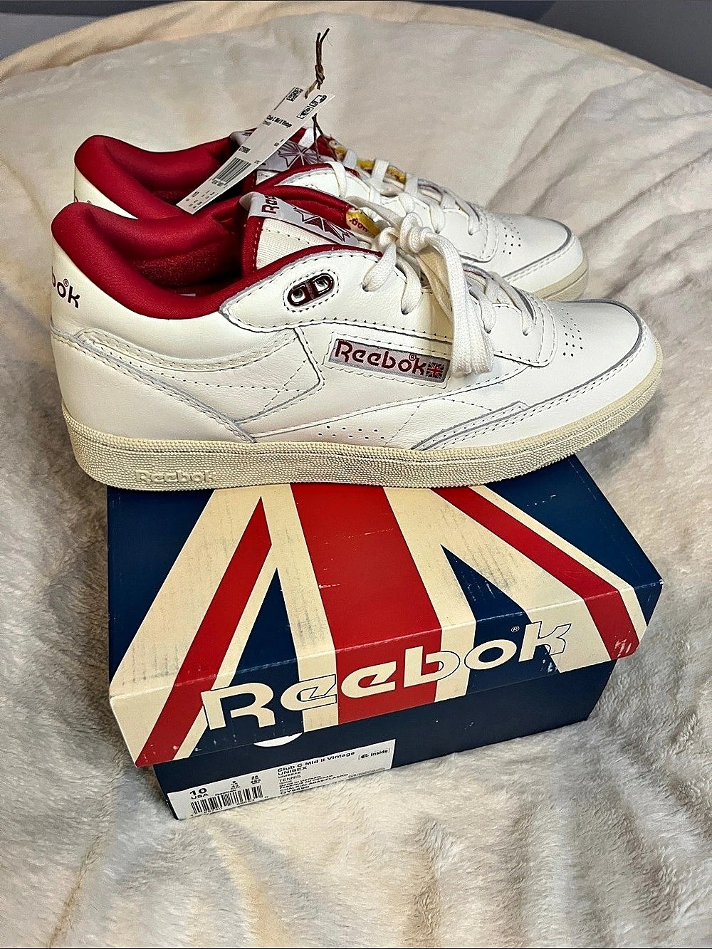 Reebok Club C 85 Sneakers White & Red US 10 NWT